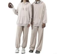 Herren Retro Baumwolle Kapuzen-Sweatshirt, M-2XL Gewaschener Distressed Lose Pullover Hoodie Tops mit großer Schulter Drop Vintage Stil für Casual Daily Wear im Frühling und Herbst (XL Beige)