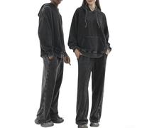 Herren Retro Baumwolle Kapuzen-Sweatshirt, M-2XL Gewaschener Distressed Lose Pullover Hoodie Tops Mit Große Schulter Drop Vintage Style Für Casual Daily Wear Im Frühling Und Herbst (M Schwarz)