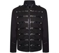 Herren Retro Gothic Gehrock Steampunk Viktorianische Jacke Stehkragen Langarm Casual Top für Urlaub Alltag Schwarz (XL Schwarz)