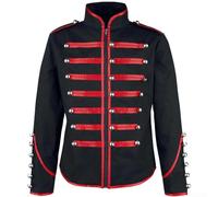 Herren Retro Gothic Gehrock Steampunk viktorianische Jacke Stehkragen | Langarm Einfarbig Casual Top | Für Urlaub Urlaub Alltag Tragen Frühling (S Rot)