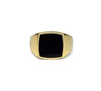 Herren Ring Siegelring Echtgold vergoldet mit schwarzem Onyx Stein quadratisch poliert 925 Sterling Silver | Männerschmuck aus Deutschland mit Geschenk-Box (64)