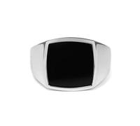 Herren Ring Siegelring mit Stein 925 Sterling Silber massiv quadratisch eckig poliert glänzend handgemacht | Männerschmuck aus Deutschland mit Geschenkbox (Onyx schwarz, 56 (17.8))