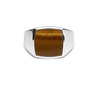 Herren Ring Siegelring mit Stein Tigerauge quadratisch 925 Sterling Silber massiv eckig poliert glänzend handgemacht | Tiger Eye Männerschmuck aus Deutschland mit Geschenkbox (56)