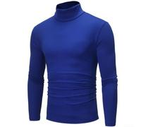 Herren Rollkragen Langarmshirt Slim fits Pullover Oberteil Casual Solide Farbe T-Shirt für Alltag Büro Weiß Grau Schwarz Größe S bis 3XL(XXXL Blue)