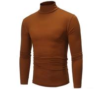Herren Rollkragen Langarmshirt Slim fits Pullover Oberteil Casual Solide Farbe T-Shirt für Alltag Büro Weiß Grau Schwarz Größe S bis 3XL(XXXL Coffee)