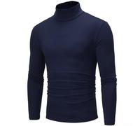 Herren Rollkragen Langarmshirt Slim fits Pullover Oberteil Casual Solide Farbe T-Shirt für Alltag Büro Weiß Grau Schwarz Größe S bis 3XL(XL Navy)