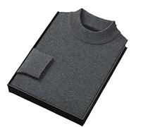 Herren Rollkragen Pullover Herbst Winter Rollkragen Wärmer für Männer Solide Strickpullover Halten Sie Warm Männlicher Pullover, Grauer Stehkragen, XX-Large