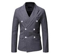 Herren Sakko,Leichter Blazer Für Herren, Slim Fit Jacke, Langärmelig, Zweireihig, Maßgeschneiderter Blazer, Streifen, Strickjacke, Lässig, Business, Eleganter Anzug, Sportmantel, Abendessen, Bla