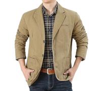 Herren Sakko Modern, Baumwolle Blazer für Herren,Lässig Leinen Anzugjacke Leicht Anzug Jacke Revers Anzugsakko mit Taschen Businesssakko Winterjacke für Büroarbeit & Freizeit