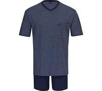 AMMANN Schlafanzug kurz, V-Ausschnitt, Brusttasche, blau - 60