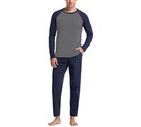 Herren Schlafanzug Lang Pyjama Set einfarbig Winter Zweiteilige Pyjamas Mit Langarmshirt Schlafanzughose Weiche und bequeme Heimkleidung Four Seasons Pyjama-Set Rundhals Schlafanzüge