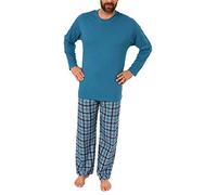 Herren Schlafanzug Pyjama lang mit Flanell Hose - auch in Übergrössen - 281 101 90 648, Größe2:70, Farbe:blau