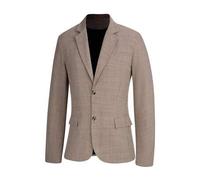 Herren Schmal geschnittener Einreiher-Blazer mit Taschen; elegant; modischer brauner Blazer Old Money, für den täglichen Freizeitbereich, Wochenendaus