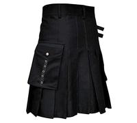 Herren Schottischer Kilt Mode Schottenrock Taschenröcke Individualität Klassischer Party Schottenrock Mittelalter Traditioneller Faltenrock mit Kette