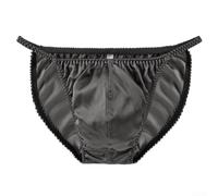 Herren Seide Slip Niedriger Bund Weicher Beutel Tanga Unterwäsche Grün | Pure Silk, Soft Breathable Fabric, Low-rise Bikini Cut, Solid Colour Design, Daily Wear Comfort, Sizes M-2XL