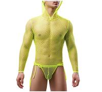 Herren Sexy Spitze Muskel Transparent Shirts Langarm Hoodie Tops Bodysuit Durchsichtig Stringbody Ärmellos Unterwäsche Muskel Shirt Wrestling Unterhemd Einteiler Sissy Dessous
