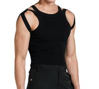 Herren Sexy Y2K Crop Tops Männer Tank Tops Ärmellos Gestricktes T-Shirt Strapsweste mit gerolltem Saum Slim Fit Unterhemden