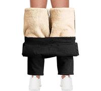 TINBOSE Herren Sherpa Gefütterte Cordhose Winterhose Baumwolle Cord Hose Business Männer Chino Hose Elastische Taille Fleecehose Sweatpants(Schwarz,4XL)