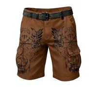 Herren Shorts mit Wikinger-Print - stylische CargoShorts mit Adler und Symbolen | Trendige Sommerhose für Festival-Looks Streetwear und Themenoutfits