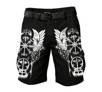 Herren Shorts mit Wikinger-Print - stylische CargoShorts mit Adler und Symbolen | Trendige Sommerhose für Festival-Looks Streetwear und Themenoutfits