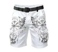 Herren Shorts mit Wikinger-Print - stylische CargoShorts mit Adler und Symbolen | Trendige Sommerhose für Festival-Looks Streetwear und Themenoutfits