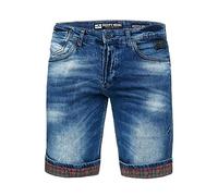Herren Shorts Rusty Neal Jeansshorts Bermuda Jeans Kurze Hose Stretch Cargo Karo Blue Used Slim Fit, Größe:XL, Shorts:13622