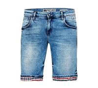Herren Shorts Rusty Neal Jeansshorts Bermuda Jeans Kurze Hose Stretch Cargo Karo Blue Used Slim Fit, Größe:M, Shorts:13621