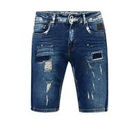 Herren Shorts Rusty Neal Jeansshorts Bermuda Jeans Kurze Hose Stretch Cargo Karo Blue Used Slim Fit, Größe:L, Shorts:13636