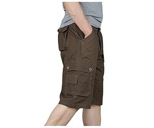 Herren Shorts Sommer Cargo 3/4 Kurze Hosen Knielang Stretch Baumwolle Große Größen Leicht Bermuda Shorts Stoffshorts Sport Relaxed Fit Wanderer Camping Funktionshose mit Taschen