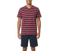 Herren Shorty Schlafanzug Kurze Hose Hausbekleidung V-Ausschnitt Mauve Pyjama Pyjama männer Kurze schlafanzüge Herren Gr. XL rot gestreift Größe Grösse S M L XL XXL günstiger billiger Schlafanzug