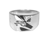 Herren Siegelring Silber aus 925 Sterling Silber massiv handverarbeitet eckig matt modernes Design | Herrenschmuck aus Deutschland inkl. Geschenkbox (Zacken, 58)