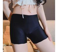 Herren Sissy Pouch Unterwäsche Nylon Ice Silk Stoff Boxershorts Sheer Ultra Dünn Atmungsaktiv Höschen Shorts (OPen Sheath Black)