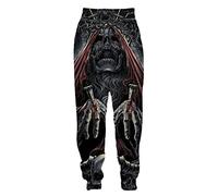 Herren Skull 3D gedruckte Joggerhose Hip Hop Gothic Skull Hose Baggy Sweatpants mit Kordelzug