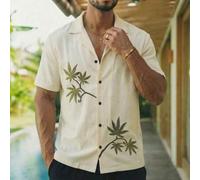Herren Slim Fit strukturiertes Hemd, locker sitzende apricotfarbene Leinenoptik Bluse, minimalistisch dezenter Luxus Sommerhemd, atmungsaktives Resort