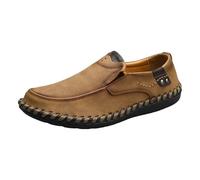 Herren Slip On Ohne Schnürsenkel Lederschuhe Leichte Handgefertigte Loafers | rutschfeste Walkingschuhe,Leichte Bequeme Halbschuhe,Atmungsaktive Fahrschuhe,Schlupfschuhe Freizeitschuhe