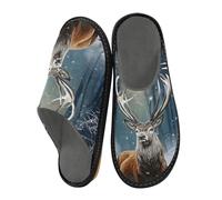 Herren-Slipper Majestic Deer Warm Fuzzy House Slippers für Frauen Rutschfeste Indoor/Outdoor Sohlen, Majestätischer Hirsch, 42/43 EU