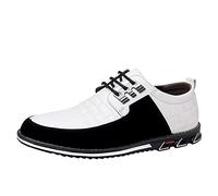 Herren Smart Casual Schnürschuhe Zweifarbige Mode Turnschuhe Bequeme Walking Schuhe für Alltag Freizeit und Büro, weiß, 41 1/3 EU