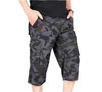 Herren Sommer Cargo Shorts 3/4 Bermuda mehrere Taschen Caprihose Camouflage Sport Outdoor Shorts, blau, XL