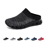 Herren Sommer Casual Woven Breathable Half Slippers,Walking Shoes Slip-on Lightweight Mesh Sneakers,Comfort Breathable Support Sports Sandals Slip On Backless Mule Sneakers, Schwarz , 46 EU