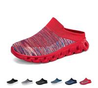 Herren Sommer Casual Woven Breathable Half Slippers,Walking Shoes Slip-on Lightweight Mesh Sneakers,Comfort Breathable Support Sports Sandals Slip On Backless Mule Sneakers, rot, 39 EU