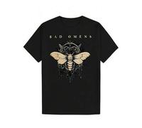 Herren Sommer Lässig Grafik-Shirt - & Florales Tiermuster mit BAD OMENS Text, Schwarz & Golden Rundhals T-Shirt, atmungsaktiv aus Polyester, waschbar