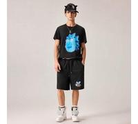 Herren Sommer Mode Rick And Morty Little Honey Muster Muster Buchstaben Grafik Sport Kurzarm T-Shirt und Shorts 2er Set Lässig Alltag Outfit
