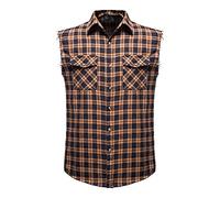 Herren Sommerhemd Ärmelloses -Hemd Regular Fit Freizeithemd Vintage KariertesTrachtenhemd Knopf Basic Shirt Hemden Lässig Stehkragen Freizeithemden für Männer Business & Freizeit