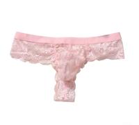Herren Spitze String Tanga Durchsichtig Netz G-String Tiefer Bund U-Beutel Atmungsaktiv Reizwäsche Schwarz Spitzenunterwäsche Durchsichtige Slips für Männer(Pink)