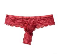 Herren Spitze String Tanga Durchsichtig Netz G-String Tiefer Bund U-Beutel Atmungsaktiv Reizwäsche Schwarz Spitzenunterwäsche Durchsichtige Slips für Männer(Wine Red)