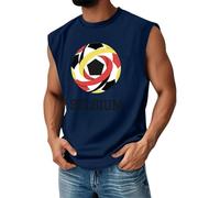 Herren Sport Tank Top Fußball Design Sleeveless T-Shirt für Training Fitness und Freizeit Atmungsaktiv und Weich(1-Marine,M)