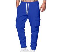 Herren Sport Trainingshose Lang Cargo Jogginghose Loose Fit Sweatpants Atmungsaktiv Sporthose Warme Sweathose Trekkinghose Sport Hosen Mit Kordelzug und Taschen Sweat Active Pants