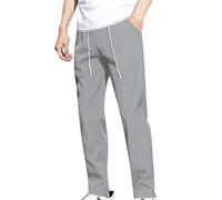 Herren-Sporthose - schwarze Trainingshose, normale Sweathose, elastische Taille, Kordelzug, bequeme Jogginghose, Laufen, Trainingshose, leger, flache Vorderseite, Business-Anzug, formelle Anzughose,