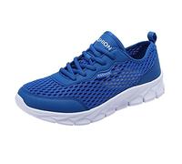 Herren-Sportschuhe, Netzstoff, Freizeit-Sneaker, atmungsaktiv, bequem, leicht, flach, weich, Schnürschuhe, Freizeitschuhe, Herren-Laufschuhe, Herren-Wanderschuhe, modische Sommer-Sneaker, blau, 42 EU