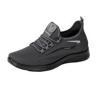 Herren-Sportschuhe, Netzstoff, modisch, leicht, atmungsaktiv, Fußgewölbeunterstützung, Turnschuhe, Fitnessstudio, Walking, Training, breite Passform, bequeme Loafer, grau, 42 1/3 EU